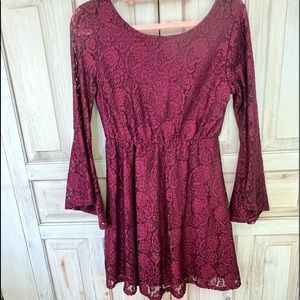 Beautiful maroon, lace dress.